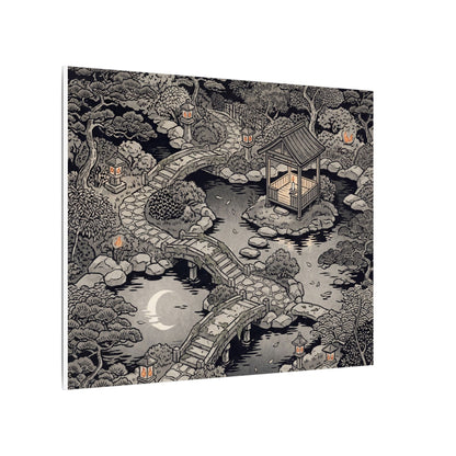 Moonlit Garden Ukiyo E Inspired Canvas Art | Serene Zen Art