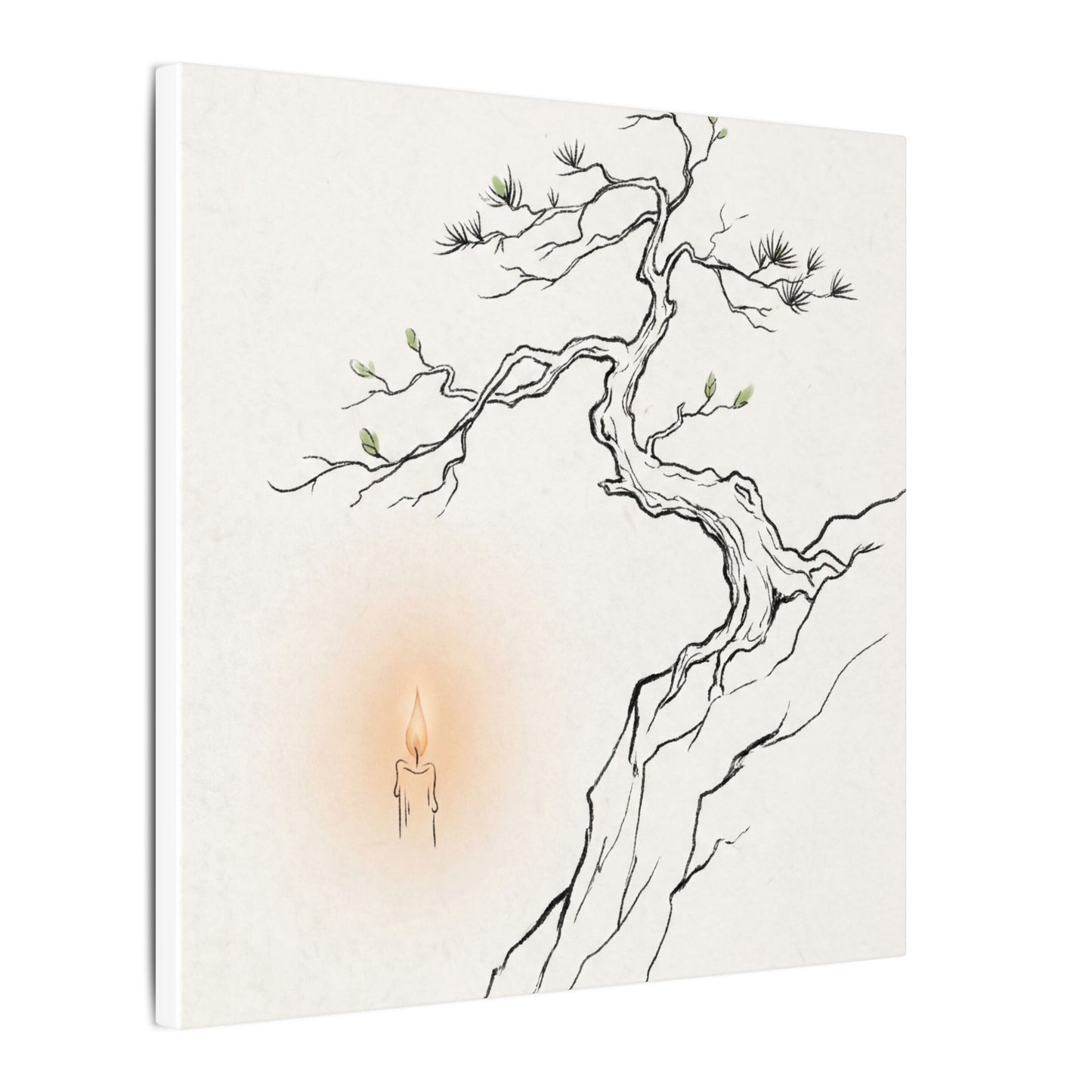 Candlelight Pine Tree Canvas Art - Japandi Shibui