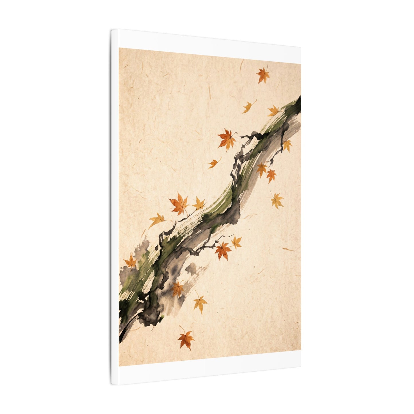 Ink Brushstroke Autumn Canvas Art | Zen Calm Design