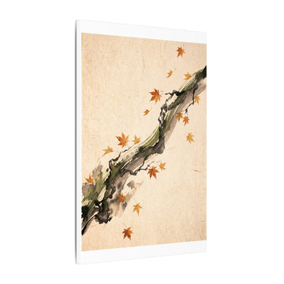 Ink Brushstroke Autumn Canvas Art | Zen Calm Design