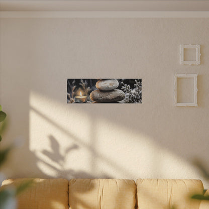 River Stones Canvas Art | Winter Japandi Watercolor Art