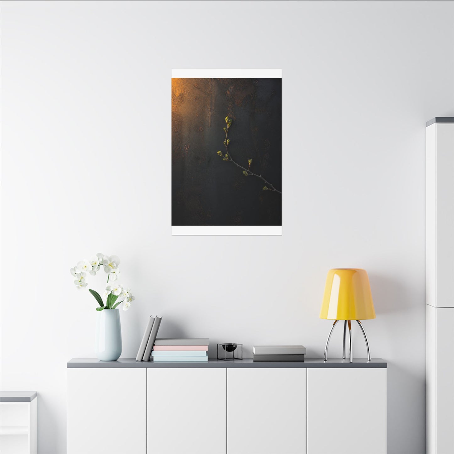 Dark Japandi Rust Patina in Golden Hour | Moody Minimal Canvas Art