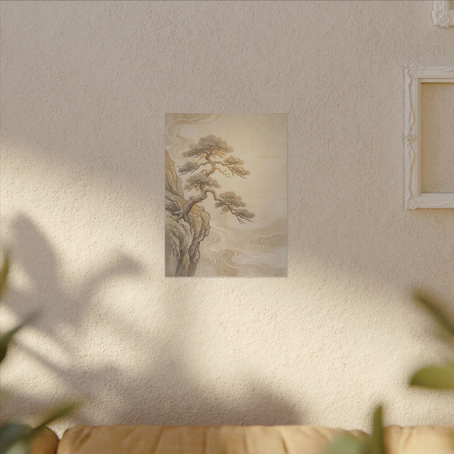 Winter Pine Tree Japanese Pattern Canvas Art | Elegant Decor