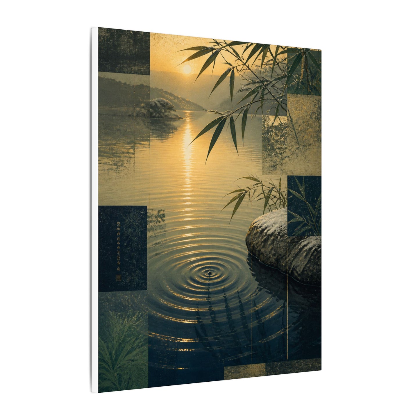 Zen Water Ripple in Golden Hour | Ukiyo E Inspired Canvas Art