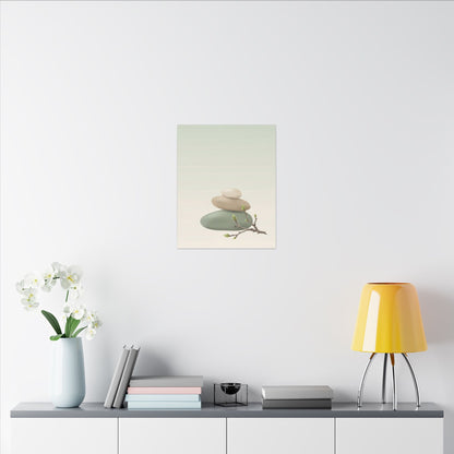 Dawn River Stones Canvas Art - Japandi Fukinsei
