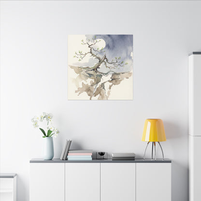 Moonlight Pine Tree Canvas Art - Japandi Ma