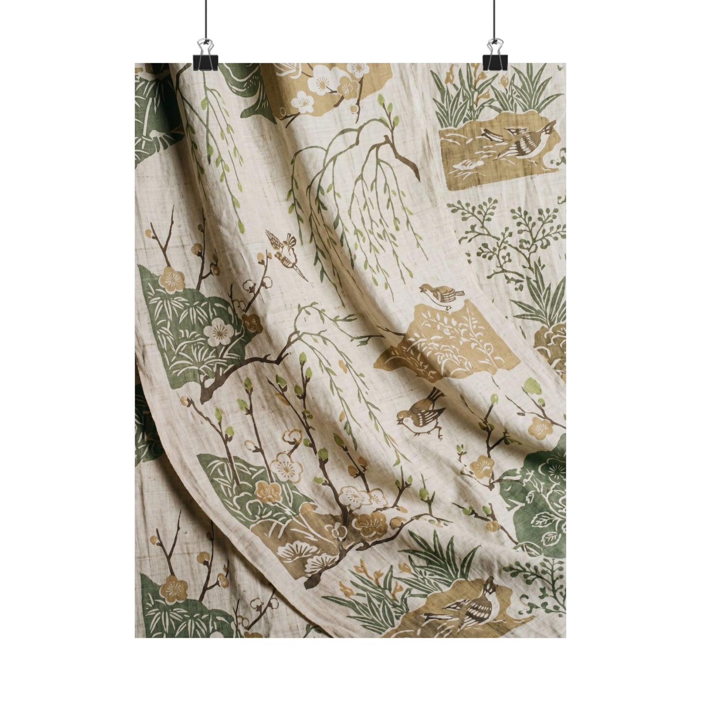 Silk Drape Japanese Pattern Wall Art Print | Neutral Japandi Art