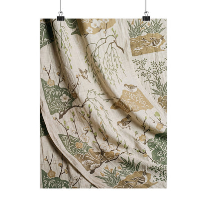 Silk Drape Japanese Pattern Wall Art Print | Neutral Japandi Art
