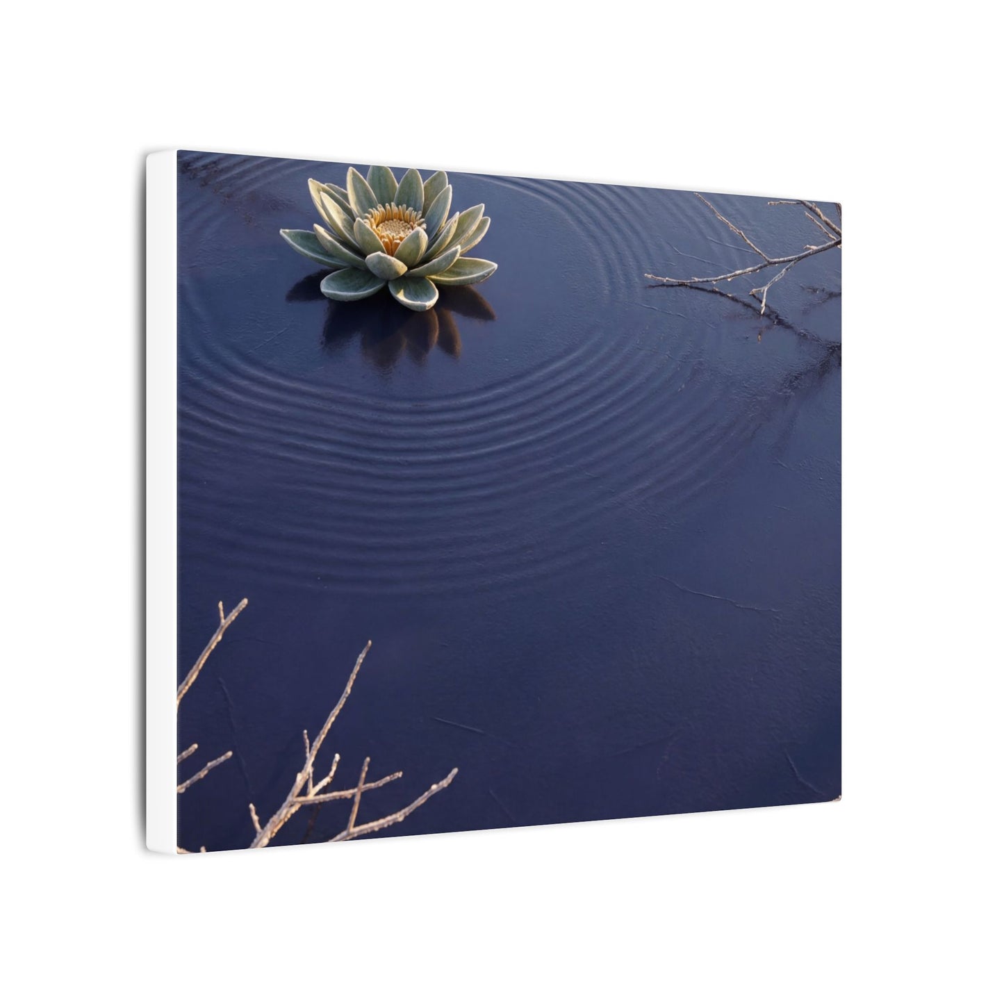 Lotus Flower Canvas Art | Winter Zen Karesansui Art