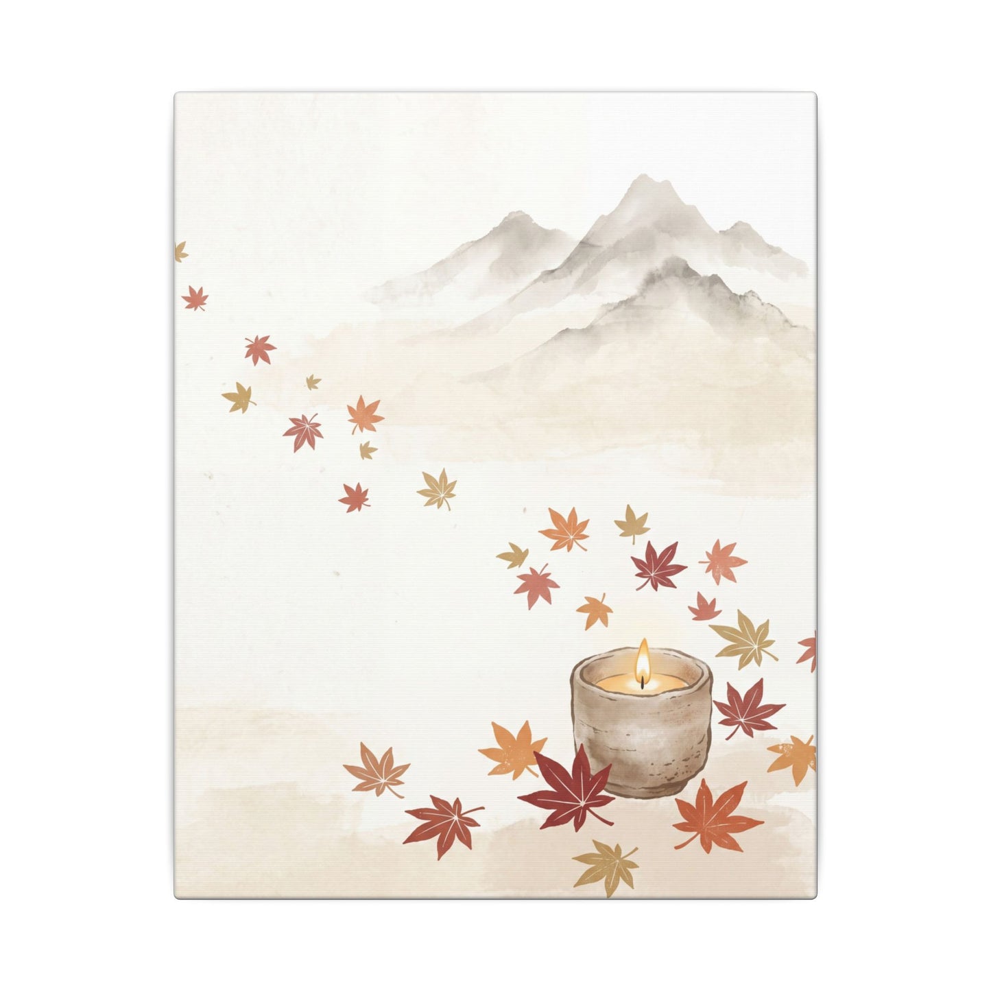 Earthy Mountain Mist Canvas Art - Japanese Pattern Japandi