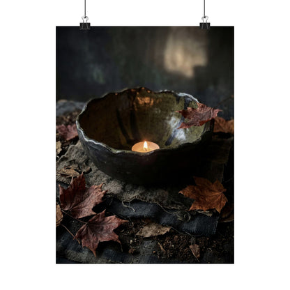 Autumn Ceramic Bowl Dark Texture Wall Art Print | Bold Decor Art Print