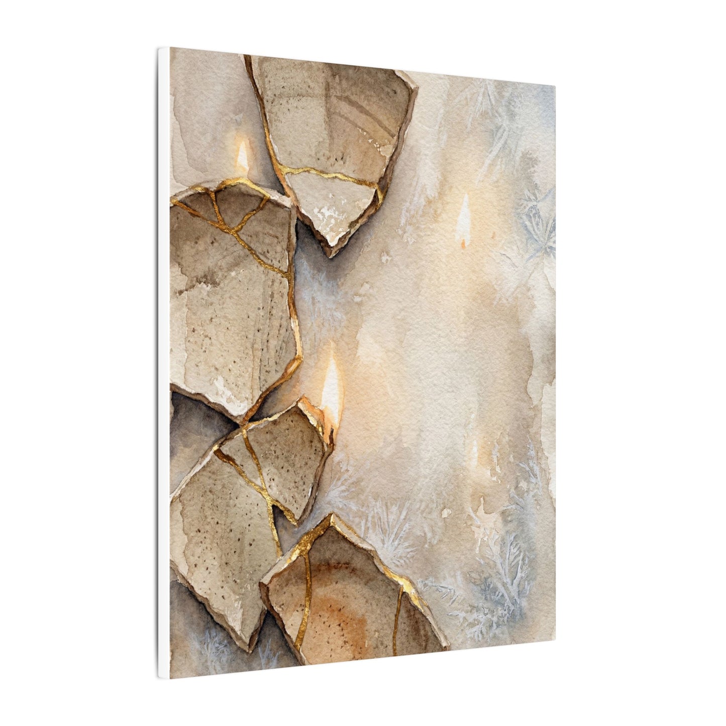 Broken Pottery Winter Canvas Art | Japandi Warm Design