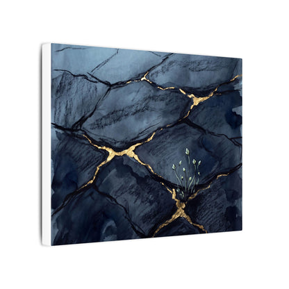 Mono No Aware Cracked Earth Canvas Art - Dark Japandi Charcoal Ink