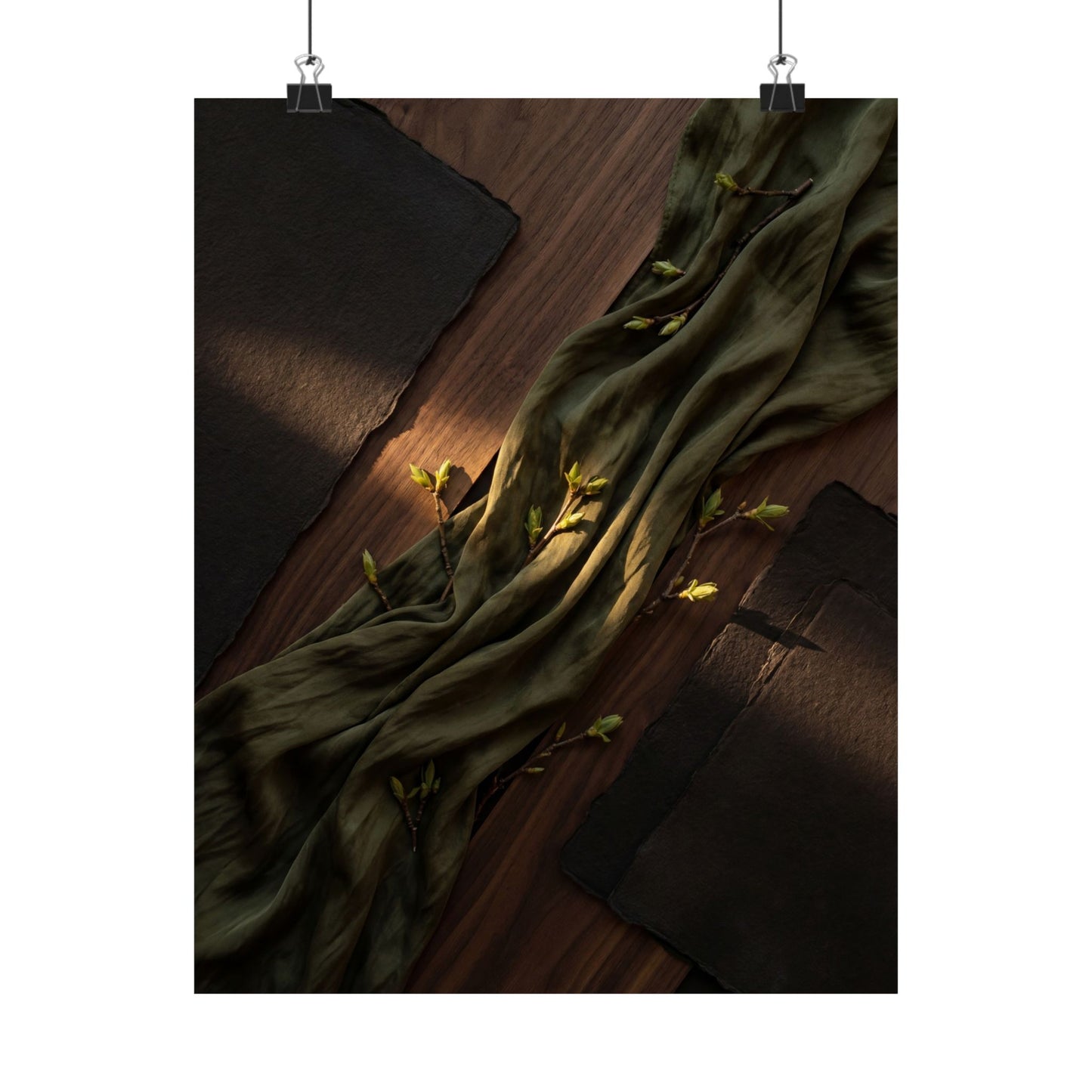 Silk Drape Spring Wall Art Print | Dark Japandi Bold Design Art Print