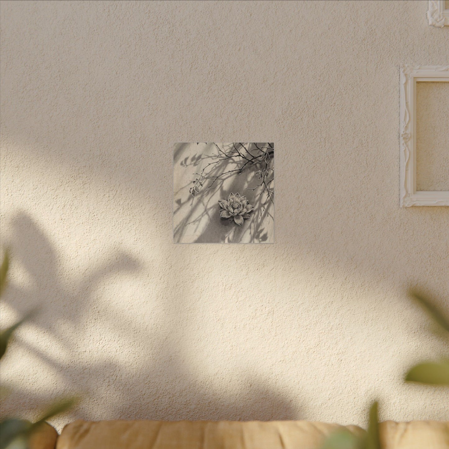 Winter Lotus Flower Sumi E Canvas Art | Contemplative Decor