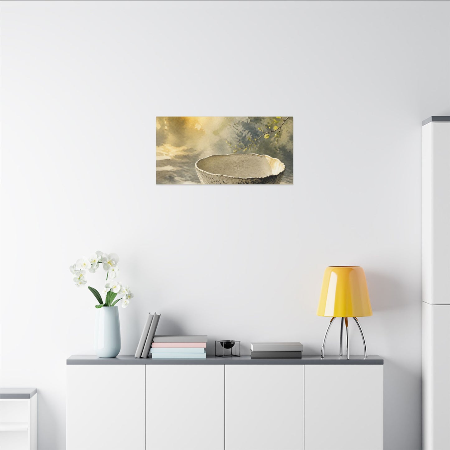 Cozy Ceramic Bowl Canvas Art - Watercolor Japandi