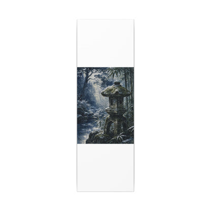 Zen Stone Lantern in Dappled | Sumi E Canvas Art