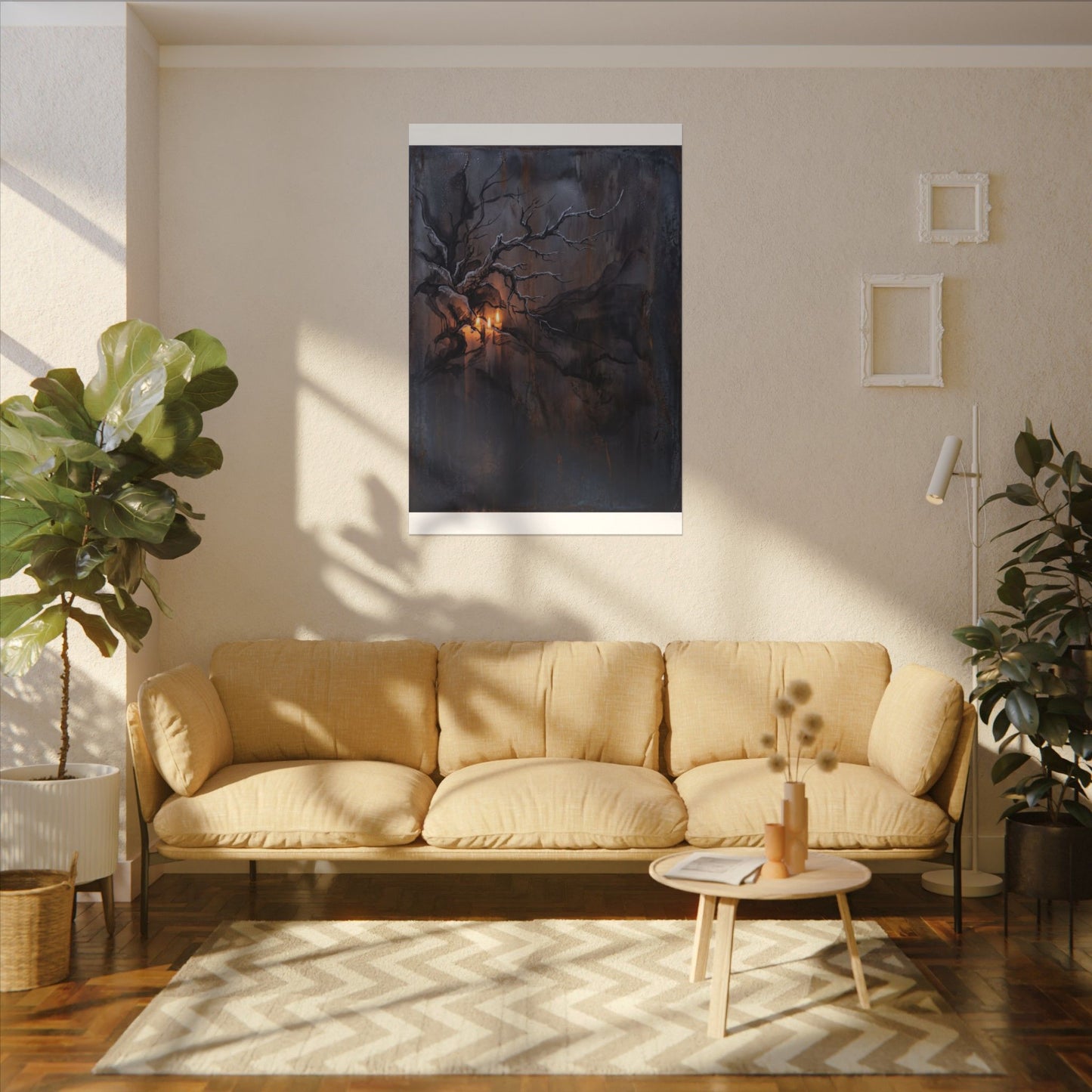 Winter Rust Patina Charcoal Ink Canvas Art | Atmospheric Decor