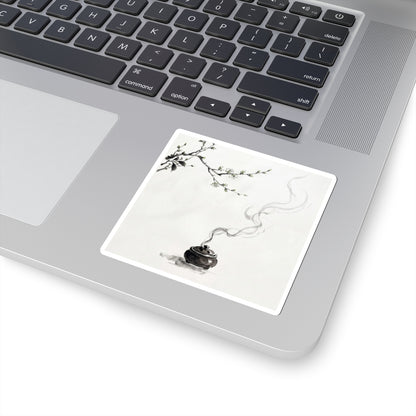 Ma Incense Smoke Sticker - Zen Sumi E