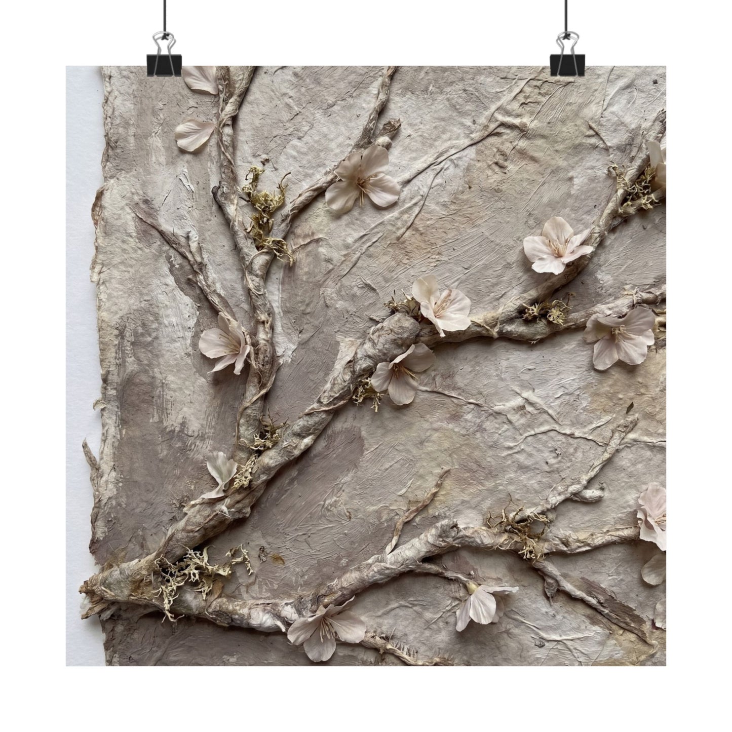 Summer Cherry Blossom Texture Wall Art Print | Neutral Decor