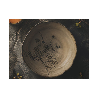 Ceramic Bowl Spring Canvas Art | Japandi Earthy Design