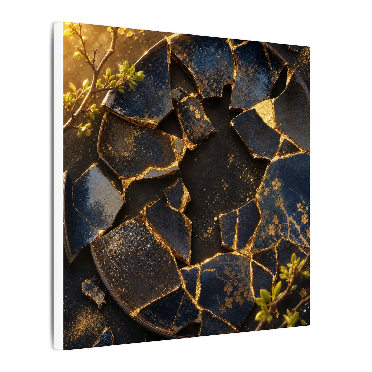 Golden Hour Broken Pottery Canvas Art - Kintsugi Ma