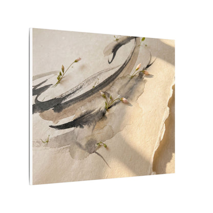 Ink Brushstroke Watercolor Canvas Art | Neutral Japandi Art