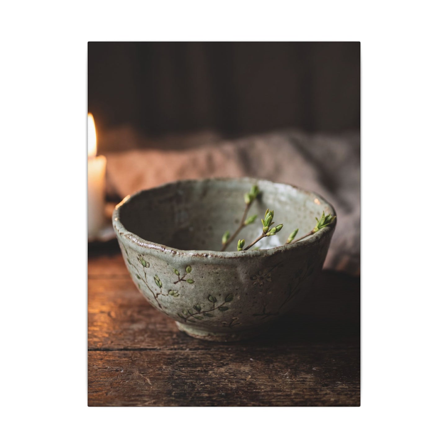 Ceramic Bowl Spring Canvas Art | Japandi Neutral Design