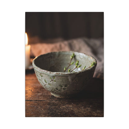 Ceramic Bowl Spring Canvas Art | Japandi Neutral Design