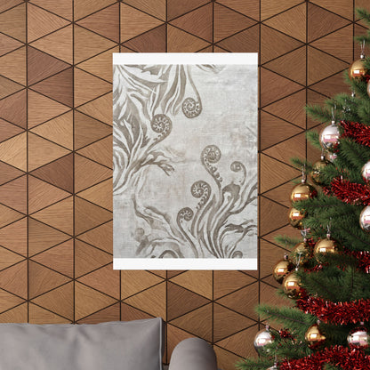 Fern Unfurling Japanese Pattern Wall Art Print | Neutral Japandi Art
