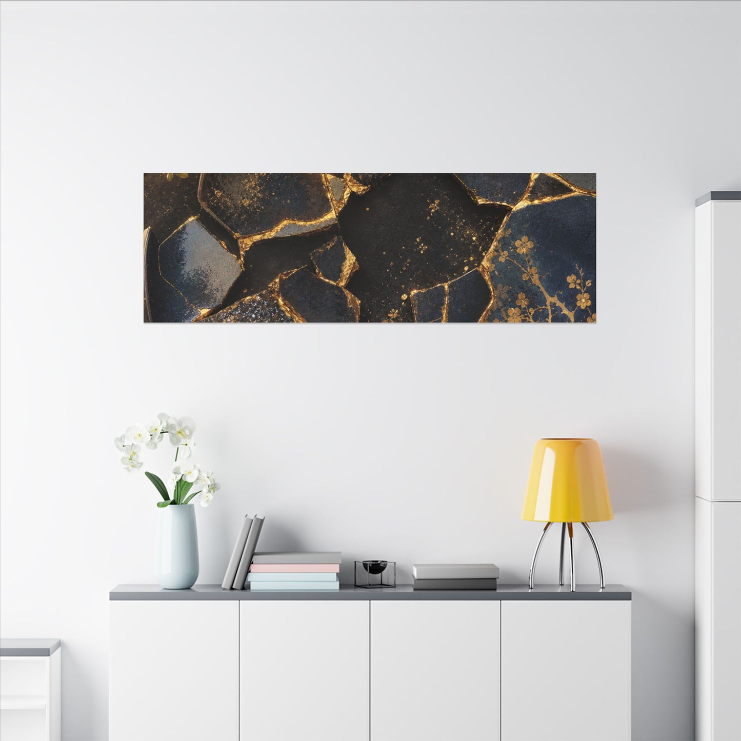 Golden Hour Broken Pottery Canvas Art - Kintsugi Ma