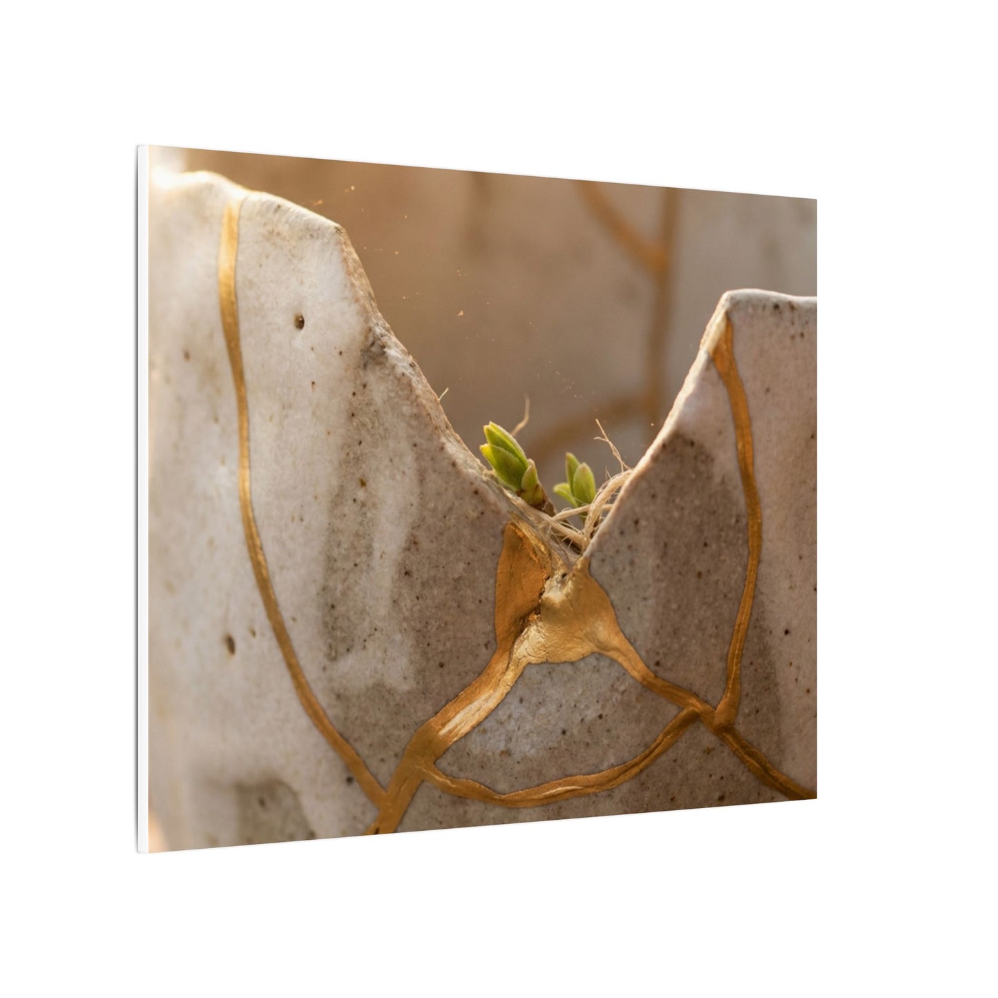 Golden Hour Broken Pottery Canvas Art - Japandi Kanso
