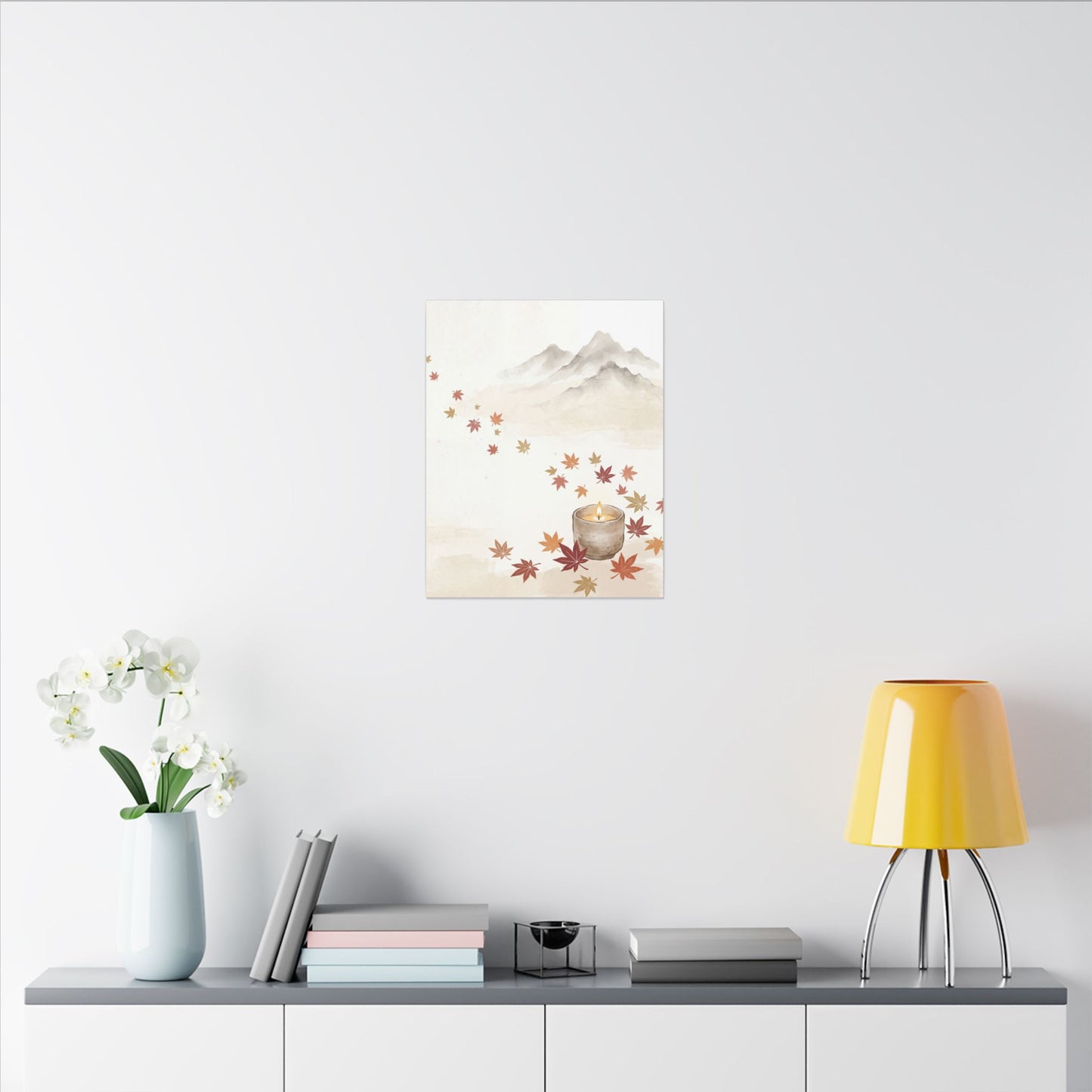 Earthy Mountain Mist Canvas Art - Japanese Pattern Japandi