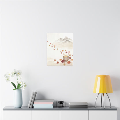 Earthy Mountain Mist Canvas Art - Japanese Pattern Japandi