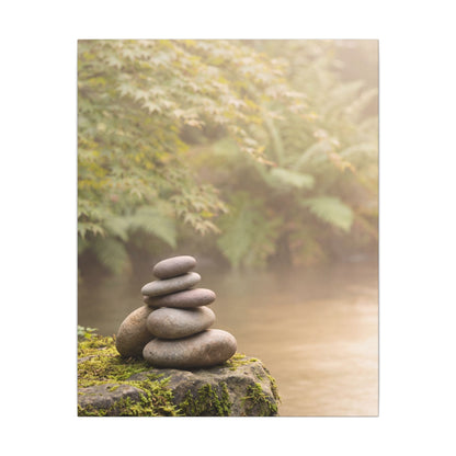 Cozy River Stones Canvas Art - Japanese Pattern Japandi