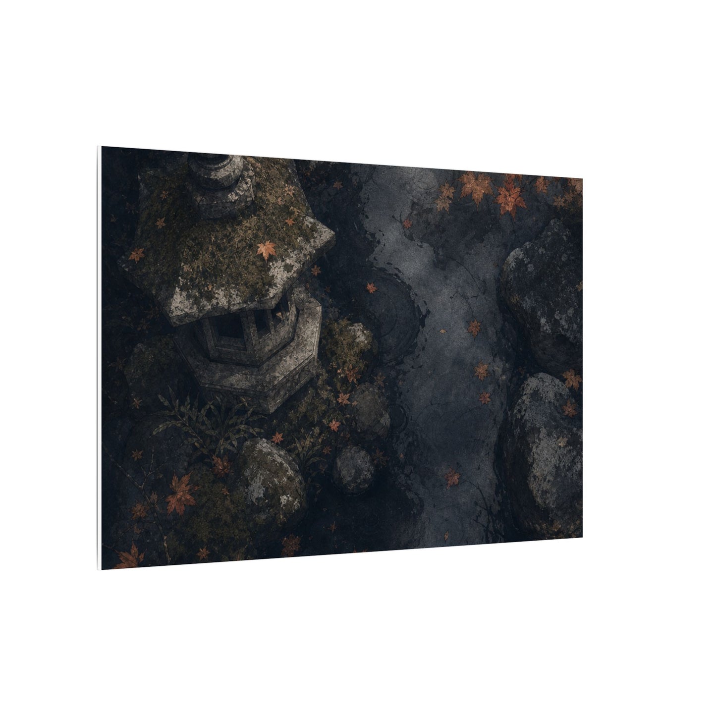 Stone Lantern Canvas Art | Autumn Japandi Texture Art