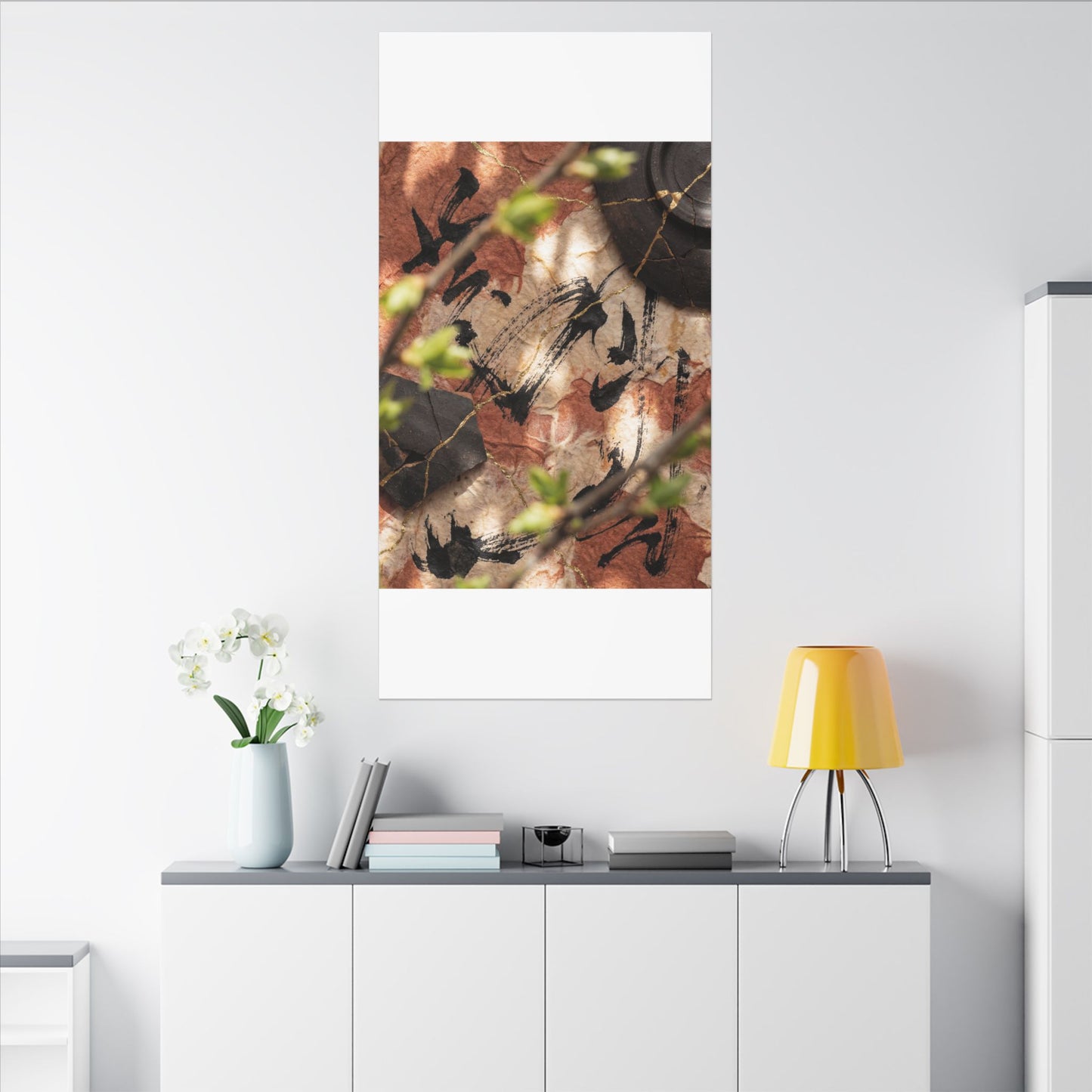 Datsuzoku Ink Brushstroke Canvas Art - Kintsugi Gold Repair