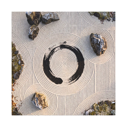 Rock Garden Canvas Art | Winter Zen Enso Art