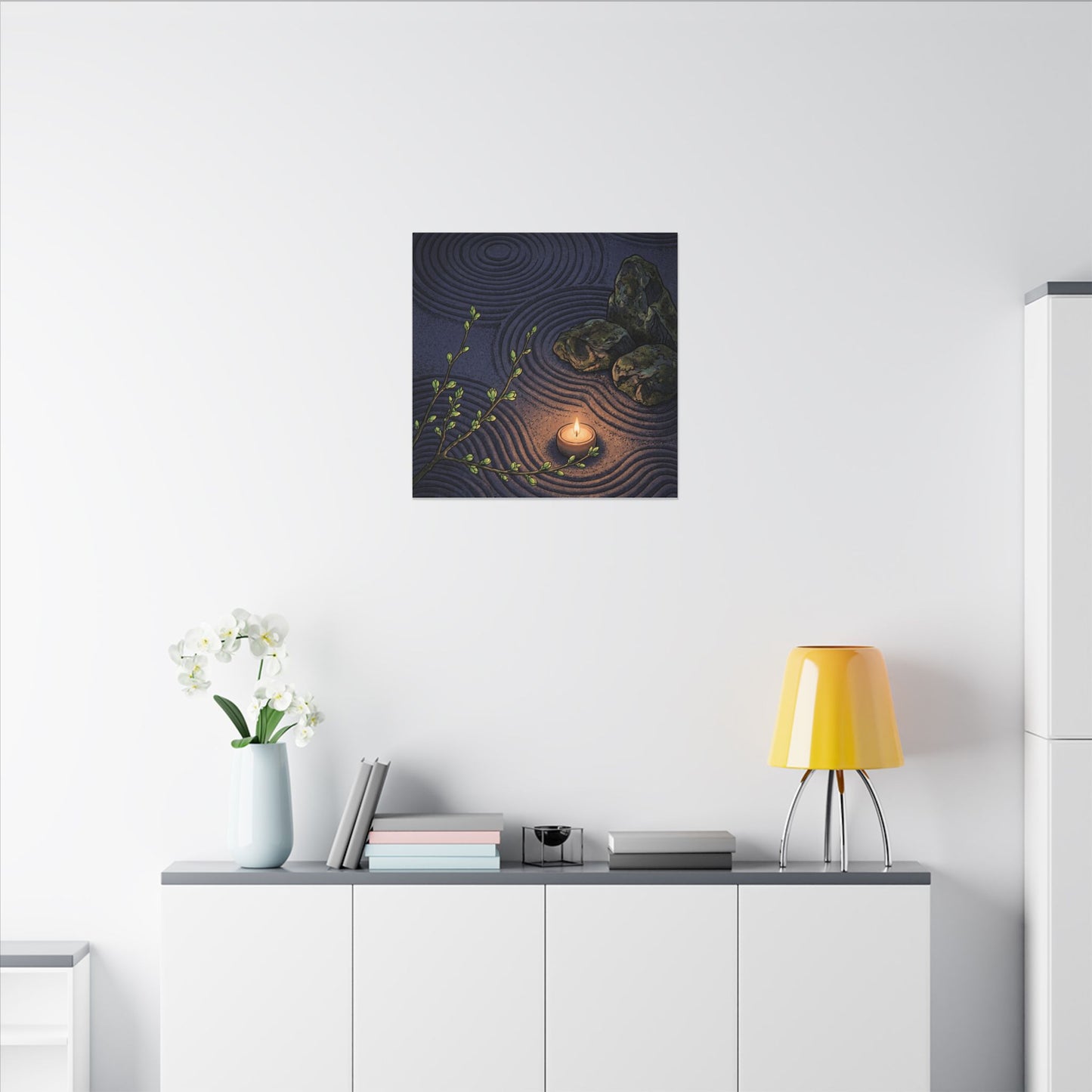 Mono No Aware Rock Garden Canvas Art - Zen Ukiyo E Inspired