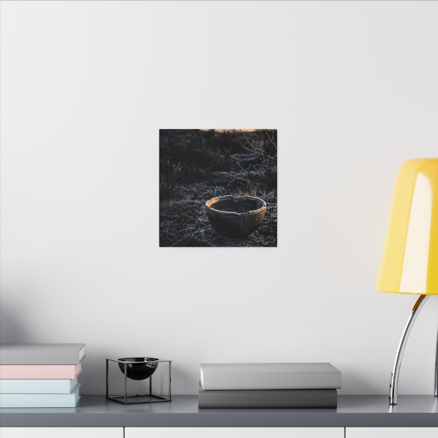 Kanso Ceramic Bowl Canvas Art - Dark Japandi Dark Texture