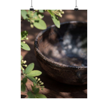 Ceramic Bowl Wall Art Print | Spring Dark Japandi Shadow Zen Art