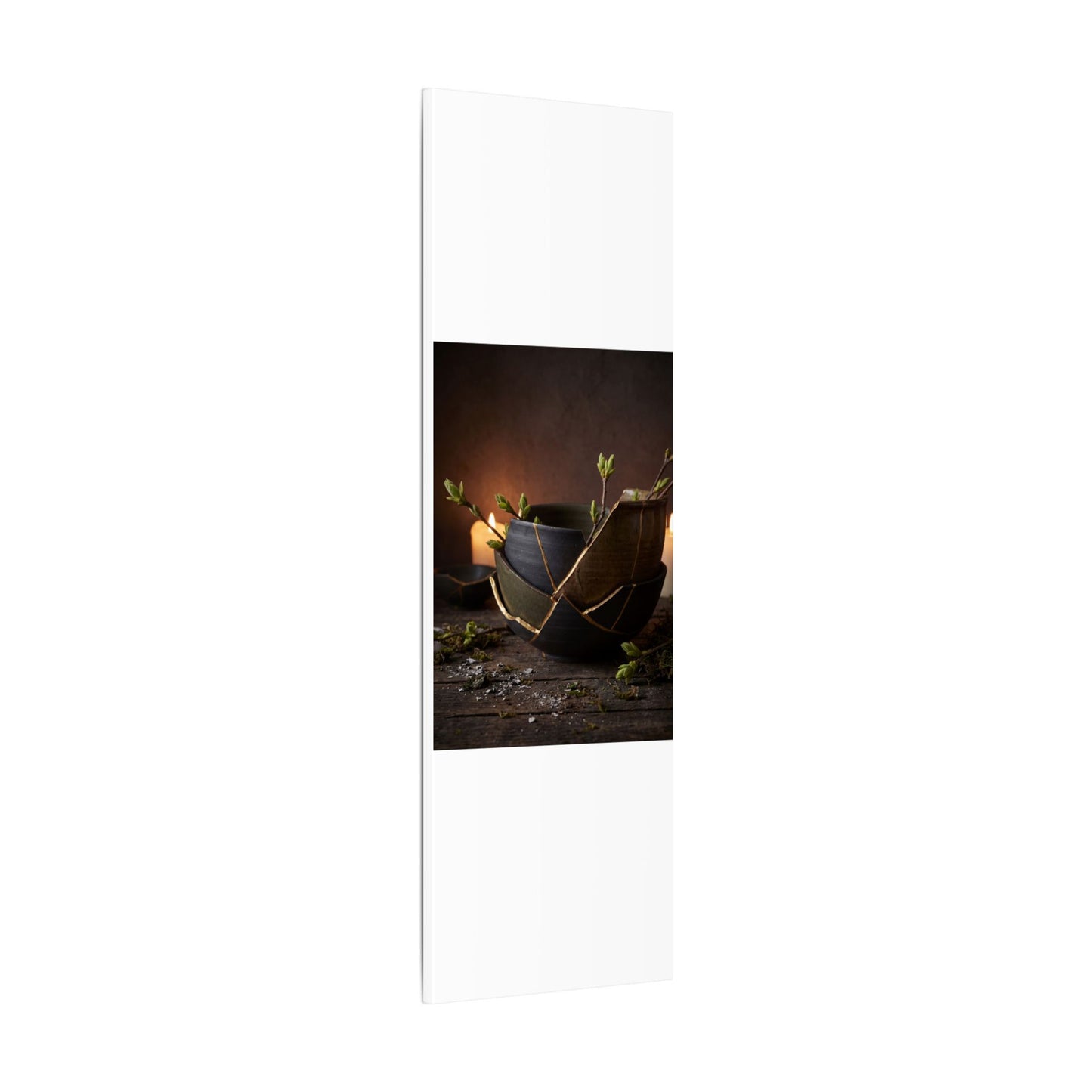 Broken Pottery Spring Canvas Art | Dark Japandi Luxurious Design