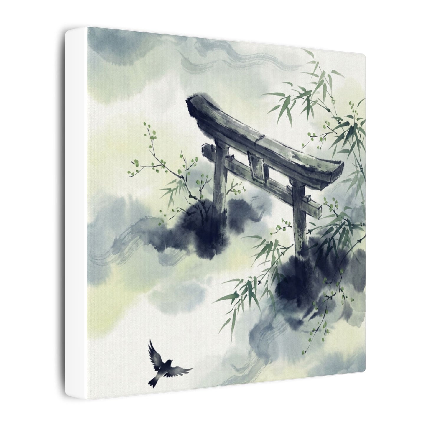 Torii Gate Sumi E Canvas Art | Serene Zen Art