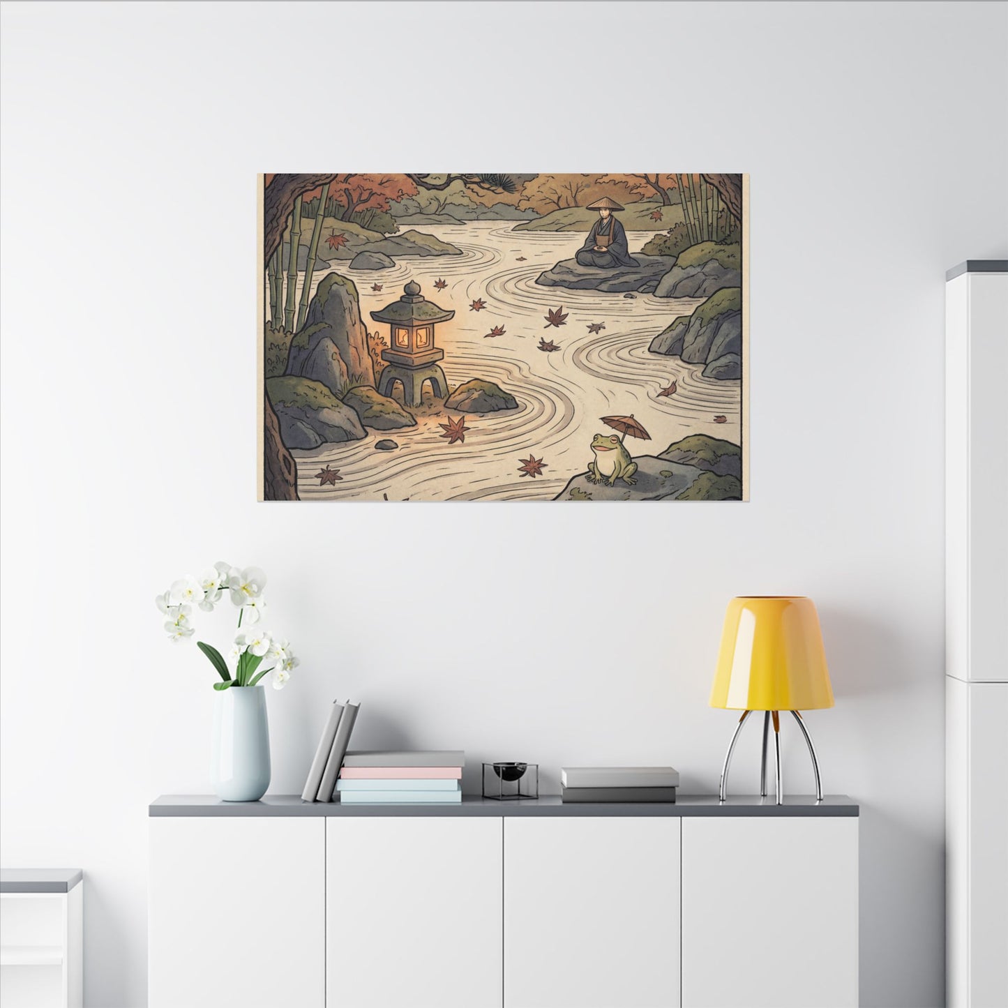 Rock Garden Autumn Canvas Art | Zen Serene Design