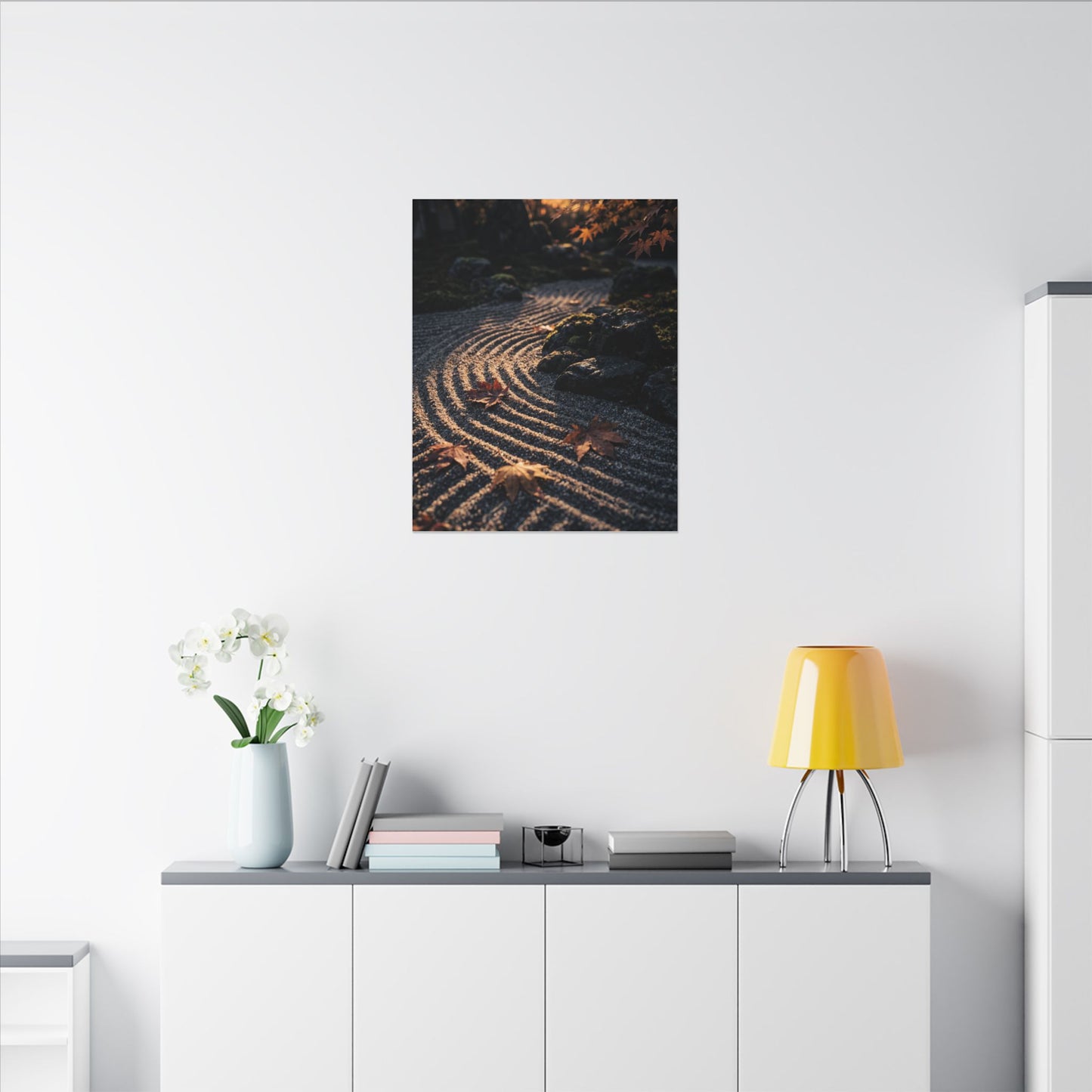Rock Garden Moody Minimal Canvas Art | Bold Dark Japandi Art