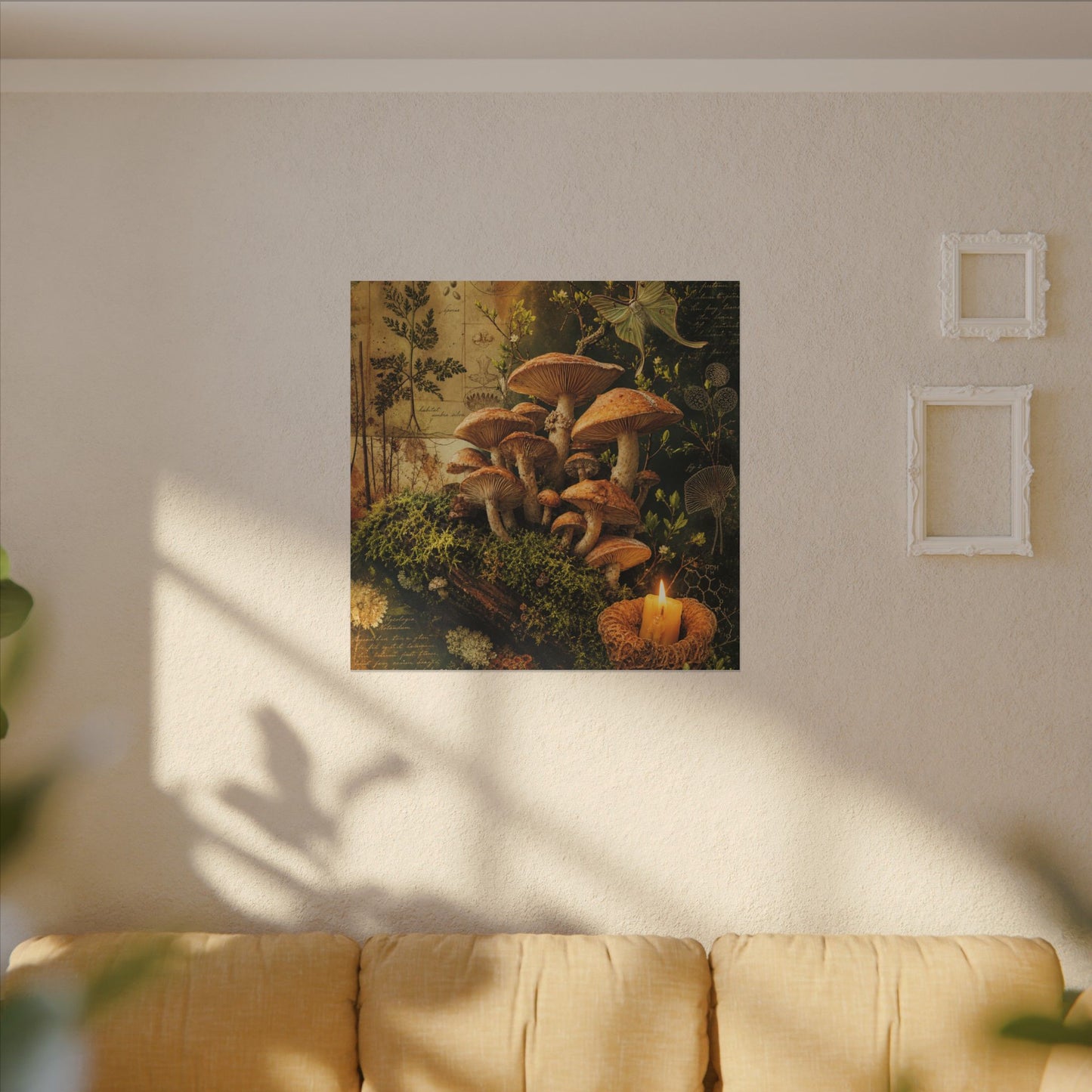 Spring Wild Mushrooms Herbarium Canvas Art | Earthy Decor
