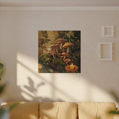 Spring Wild Mushrooms Herbarium Canvas Art | Earthy Decor