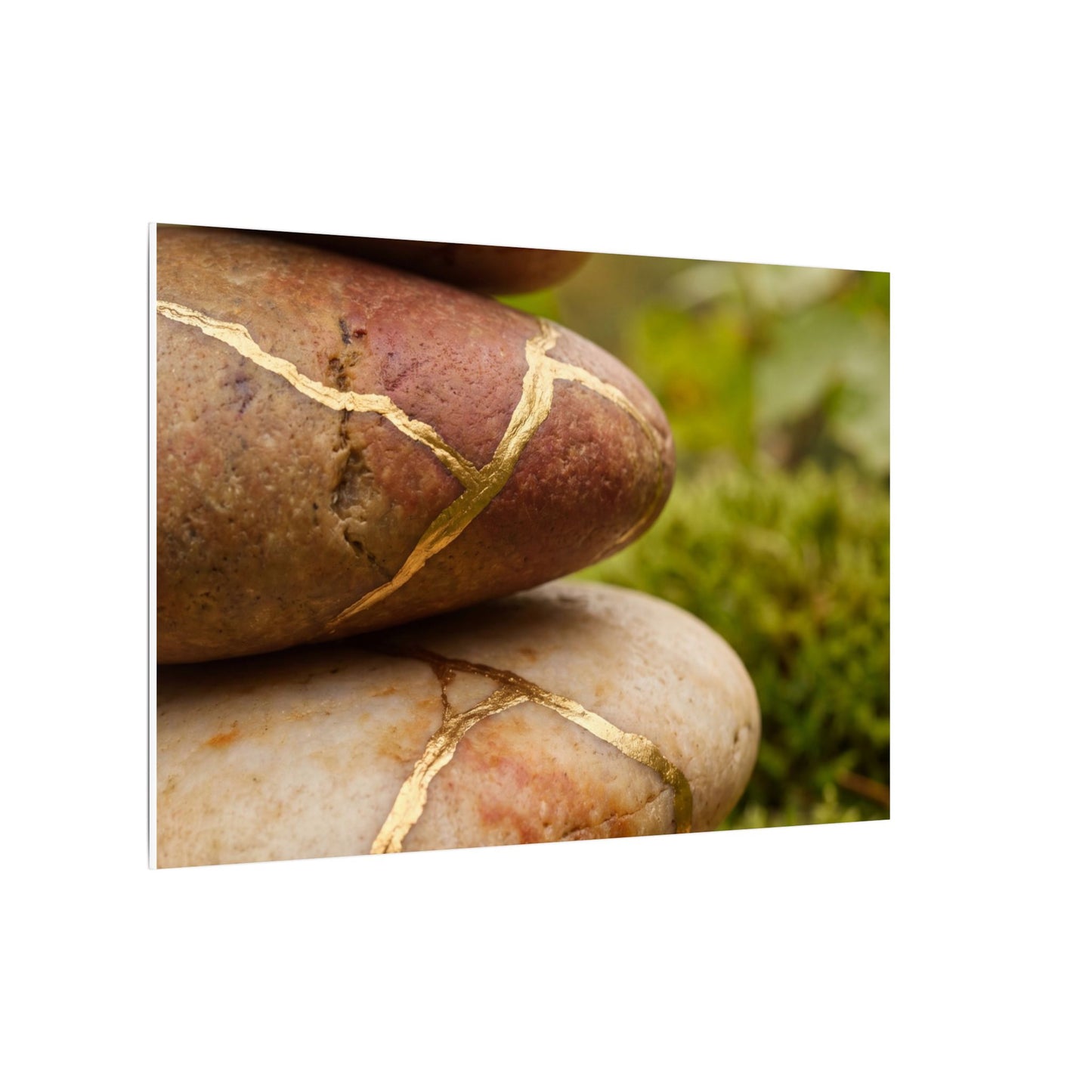River Stones Summer Canvas Art | Kintsugi Healing Design