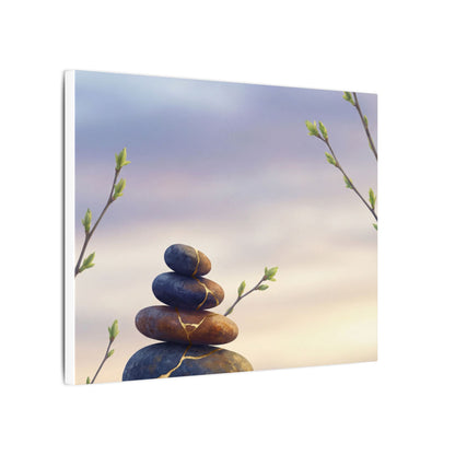 Spring River Stones Gold Vein Canvas Art | Philosophical Decor