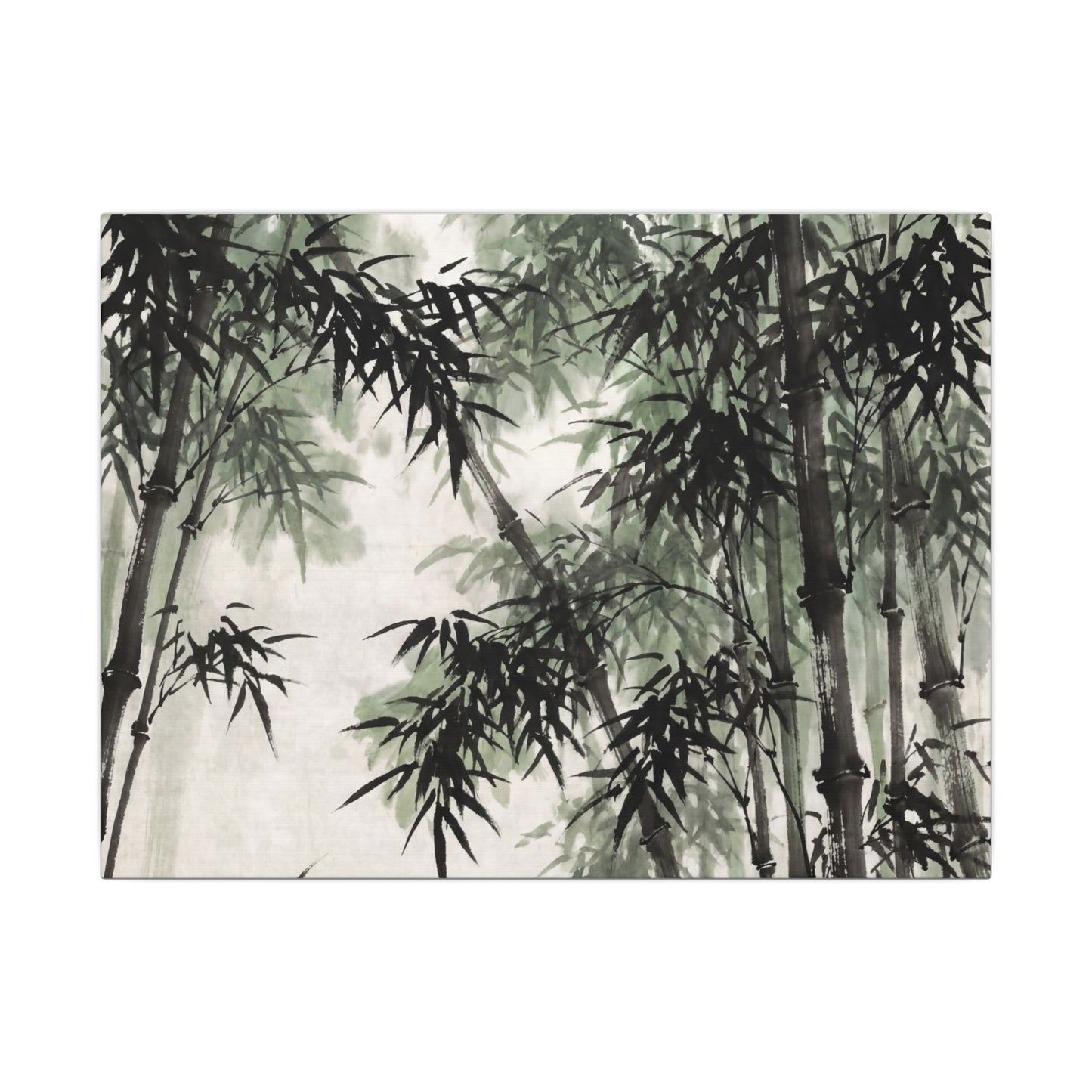 Zen Bamboo Grove in Overcast | Sumi E Canvas Art Art Print
